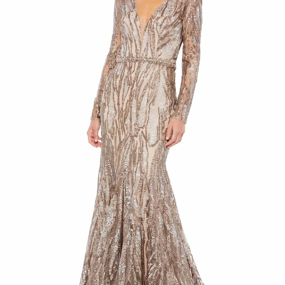 Mac duggal style 79358 size 14 taupe NWT
